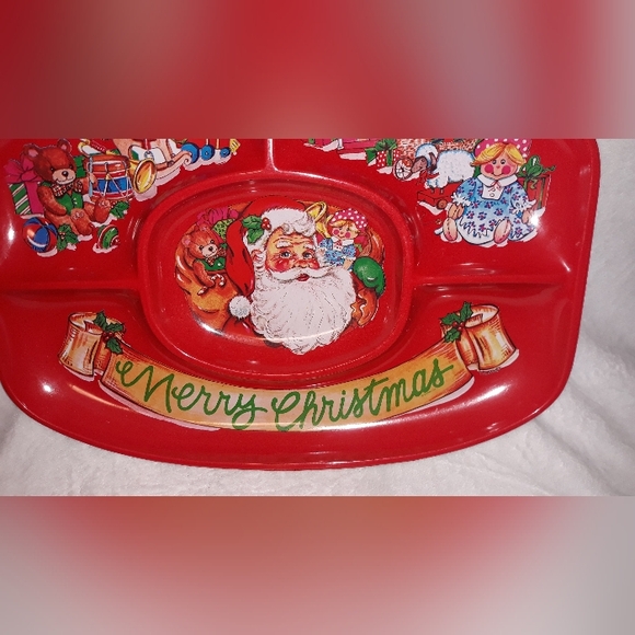 Vintage Ullman Co. USA made Christmas Holiday Plastic Divided Serving Tray - Picture 7 of 13
